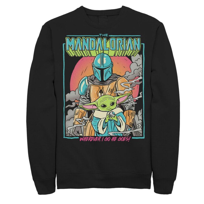 スター ウォーズ レディース トップス Tシャツ スウェット フリース グラフィック Men'star Wars The Mandalorian Wherever I Go He Goes Graphic Fleece Sweatshirt Black ブラック