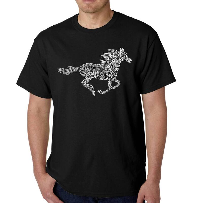 エルエーポップアート レディース トップス Tシャツ LA Pop Art Horse Breeds - Men's Word Art-shirt Black ブラック