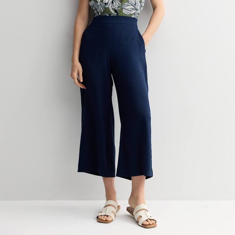 ナインウェスト レディース ボトムス カジュアルパンツ ワイドレッグ プチ Petite Nine West Pull-On Wide Leg Cropants Luxe Blue ブルー｜ReVida 店