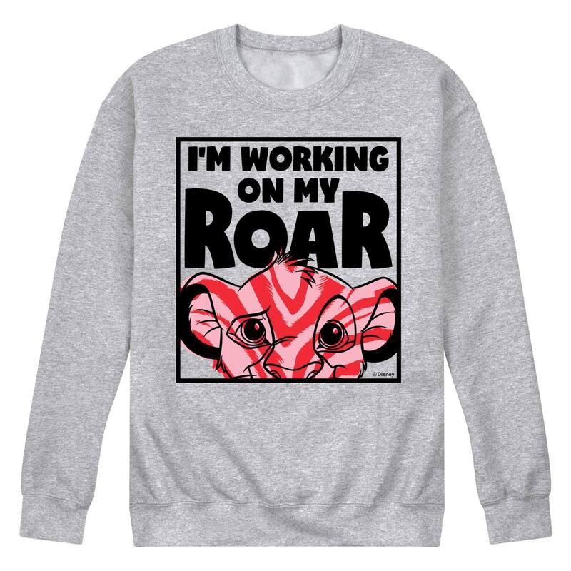 ウォルトディズニー レディース トップス プルオーバー 汗水 フリース Disney\u0027s The Lion King Simba Men\u0027s Working On My Roar Fleece Sweatshirt Heather Gray 薄墨色