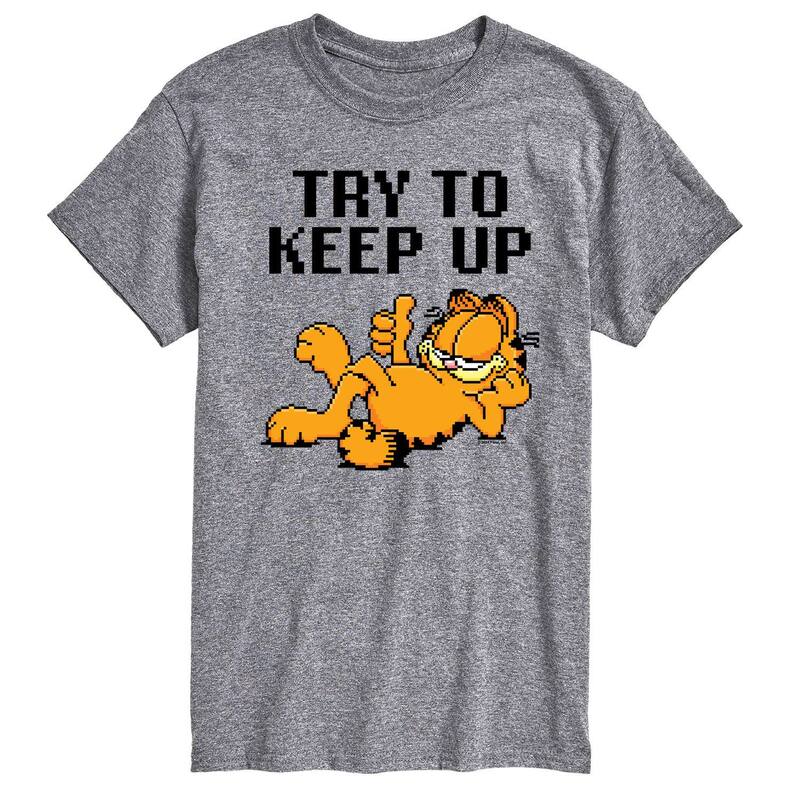 アニメキャラクター レディース トップス Tシャツ グラフィック Licensed Character Men's Garfield Try To Keep Up Graphic Tee Heather Gray グレー