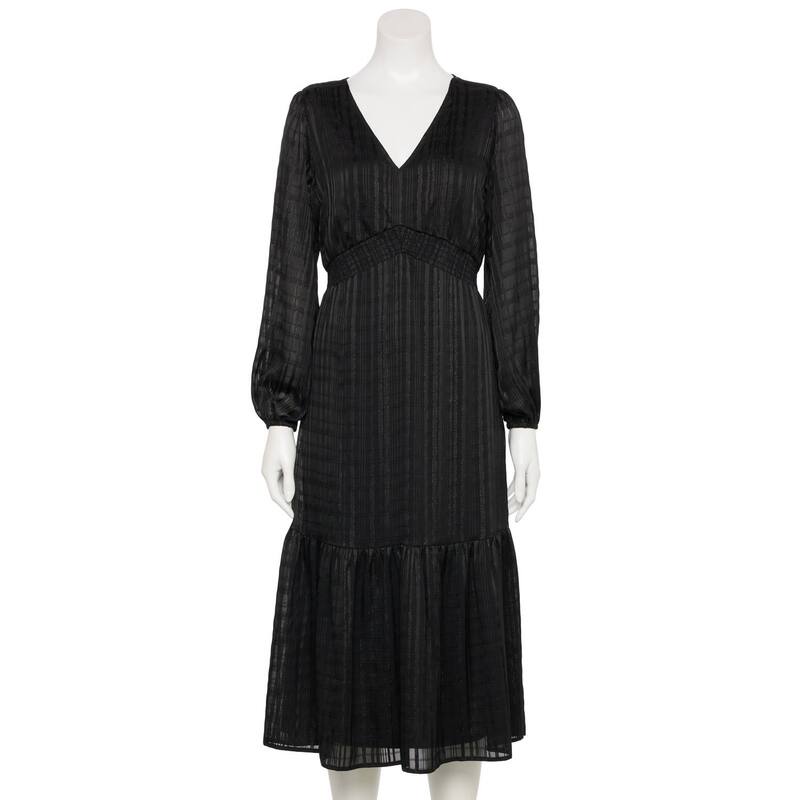 ナインウェスト レディース トップス ワンピース Vネック ミディ Women's Nine West Adaptive V-Neck Midi Dress Mineral Black ブラック