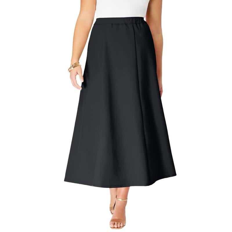 ロアマンズ レディース ボトムスカート A ライン プラスサイズ Roaman's Women's Plusize Bend Over A Line Skirt Black ブラック|ReVida 店