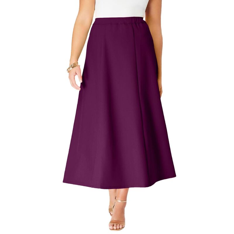 ロアマンズ レディース ボトムスカート A ライン プラスサイズ Roaman's Women's Plusize Bend Over A Line Skirt Dark Berry｜ReVida 店