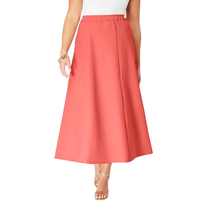 ロアマンズ レディース ボトムスカート A ライン プラスサイズ Roaman's Women's Plusize Bend Over A Line Skirt Sunset Coral コーラル｜ReVida 店