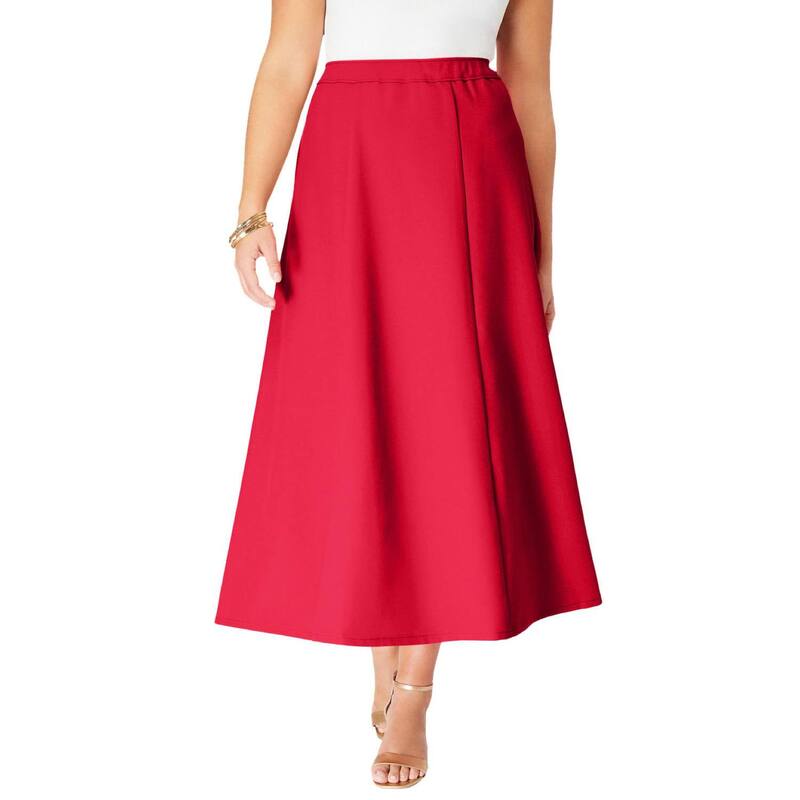 ロアマンズ レディース ボトムスカート A ライン プラスサイズ Roaman's Women's Plusize Bend Over A Line Skirt Vivid Red レッド｜ReVida 店