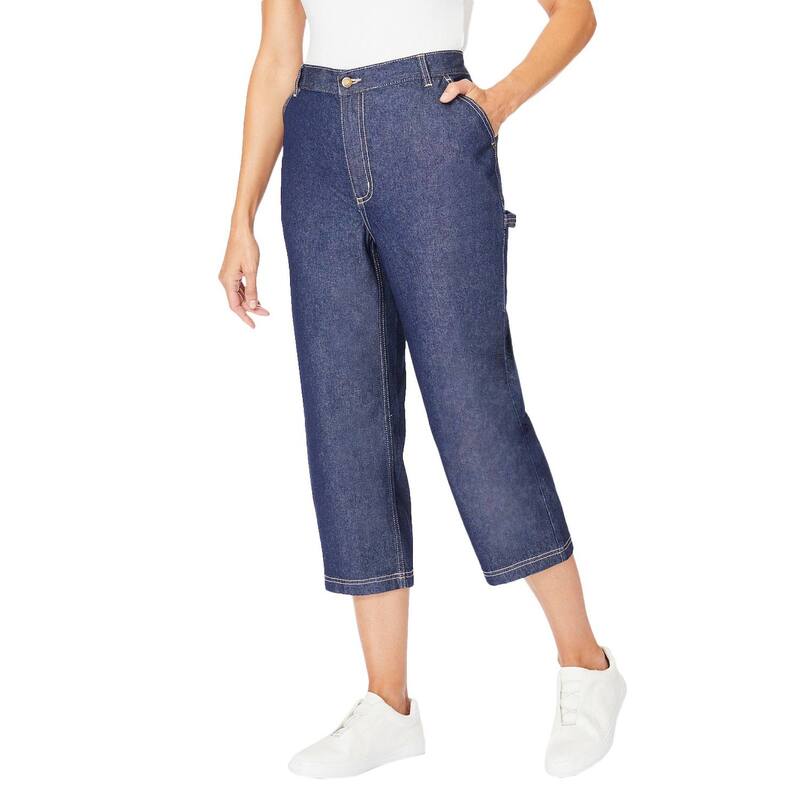 ウーマン ウィズイン レディース ボトムス カジュアルパンツ プラスサイズ デニム キャップ Woman Within Plusize Carpenter Denim Caprindigo インディゴ|ReVida 店