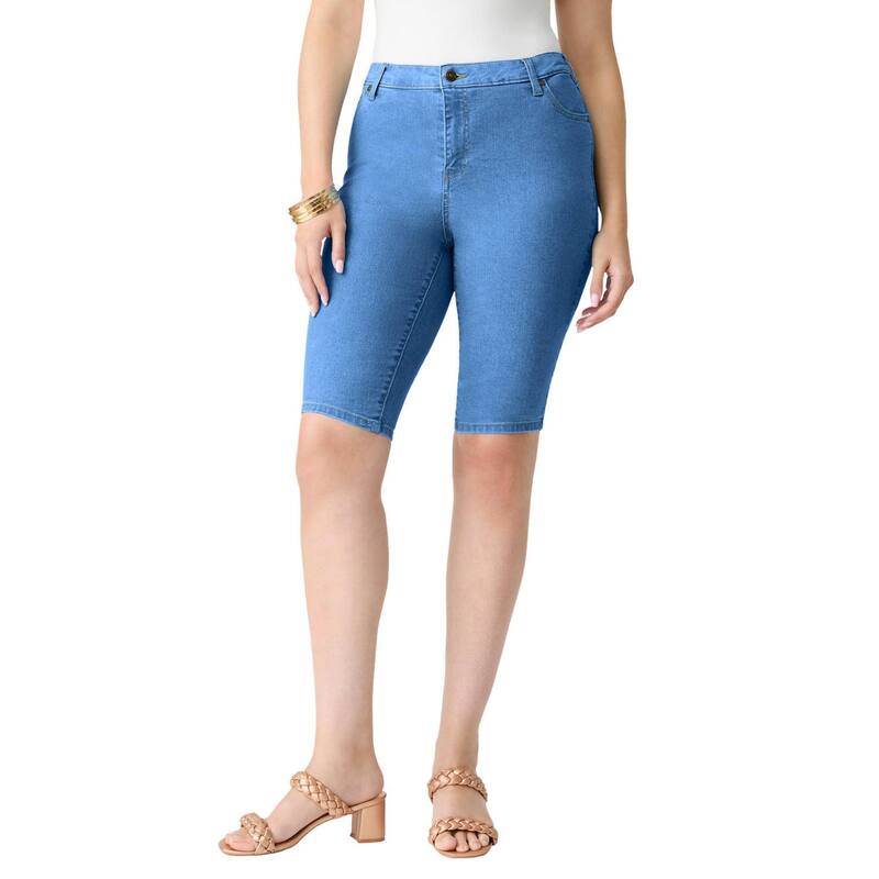 ロアマンズ レディース ボトムス ハーフパンツ・ショーツ プラスサイズ Roaman's Women's Plusize Classic Stretch Bermuda Short Light Stonewash｜ReVida 店