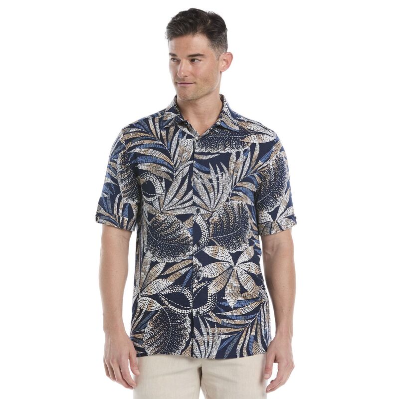 キューバ共和国ベラ レディース トップス プルオーバー Men\u0027s Cubavera Pointillism Tropical Short Sleeve Button Up Shirt Dress Blues