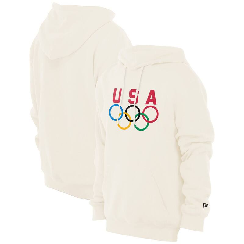 ニューエラ レディース トップス Tシャツ パーカー Men's New Era Cream Team USA 5 Rings Chrome Pullover Hoodie Usa Beige ベージュ｜ReVida 店