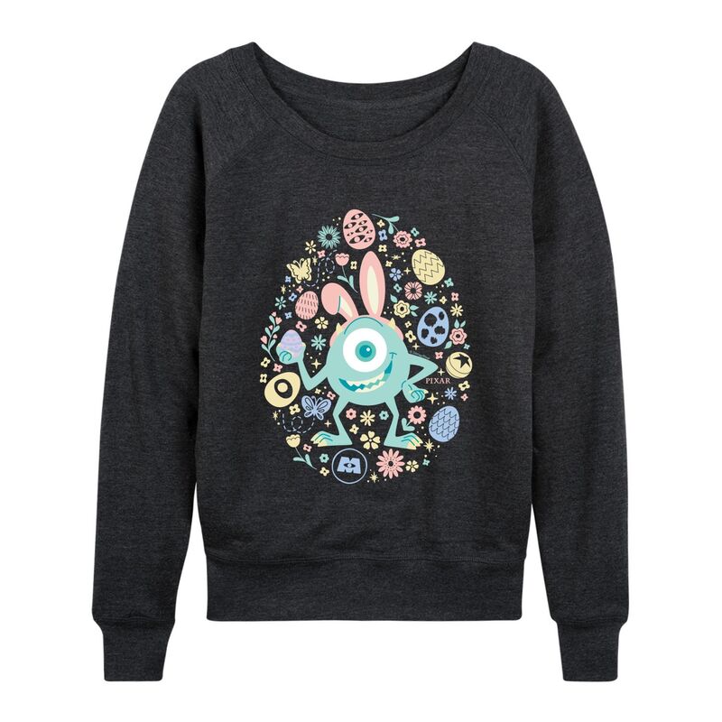 ディズニー ピクサー レディース トップス Tシャツ パイル Women's Disney / Pixar's Monsters Inc. Easter Bunny Mike Wazowski French Terry Long Sleeve Tee Heather Charcoal チャコール
