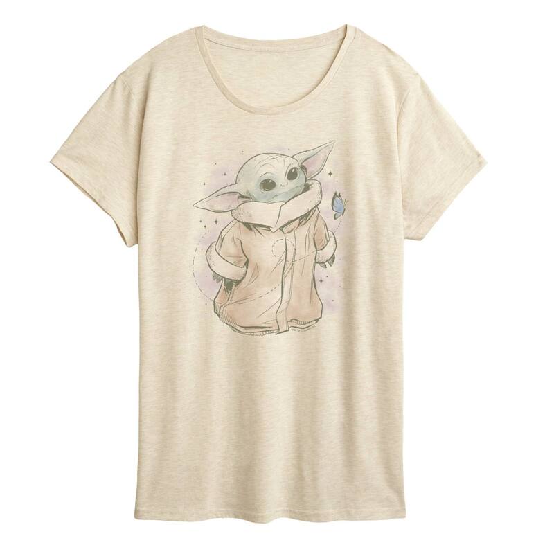 スター ウォーズ レディース トップス Tシャツ グラフィック Women'star Wars The Mandalorian Grogu Distressed Graphic Tee Beige ベージュ