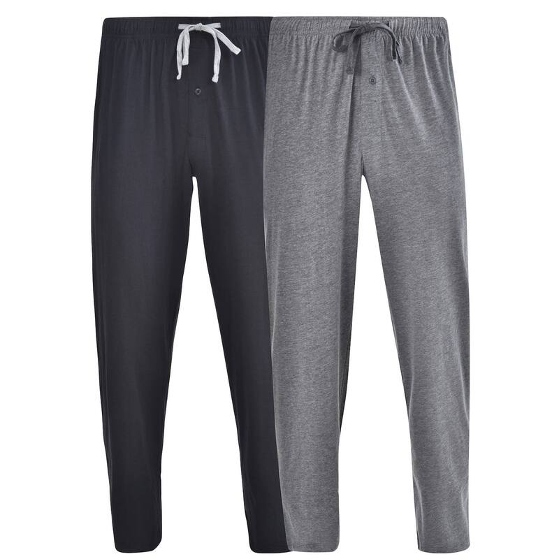 ヘインズ レディース アンダーお召しもの ナイト爵お召しもの ズボン下 トール 編み物 Big \u0026 Tall Hanes 2-pack Solid Knit Pajama Pants Black Gray 黒いこと パジャマ-レディース-インナー・下着・ナイトウェア