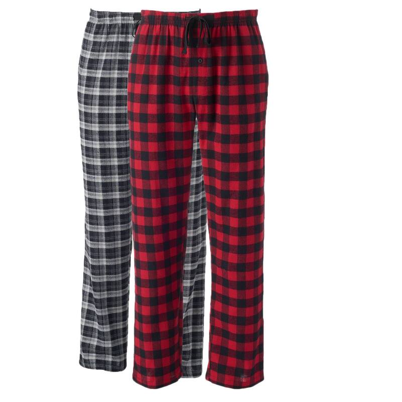 ヘインズ レディース アンダーウェア ナイトウェア パンツ Men's Hanes 2 Pack Plaid Flannel Pajama Pants Red Black Plaid ブラック