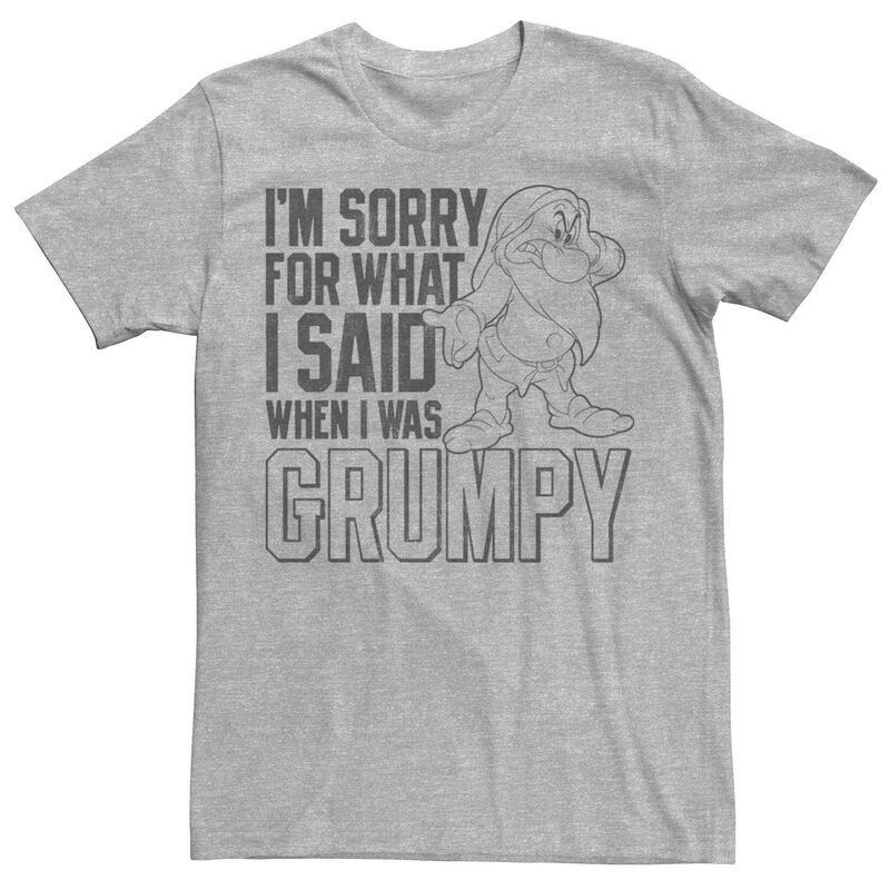 ディズニー レディース トップス Tシャツ Disney'snowhite Grumpy Men's I'm Sorry For What I Said Tee Athletic Heather ヘザー