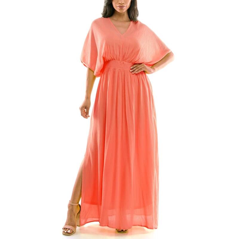 ニナレオナルド レディース トップス ワンピース シャーリング マキシ Women's Nina Leonard Smocked Maxi Dress Mango