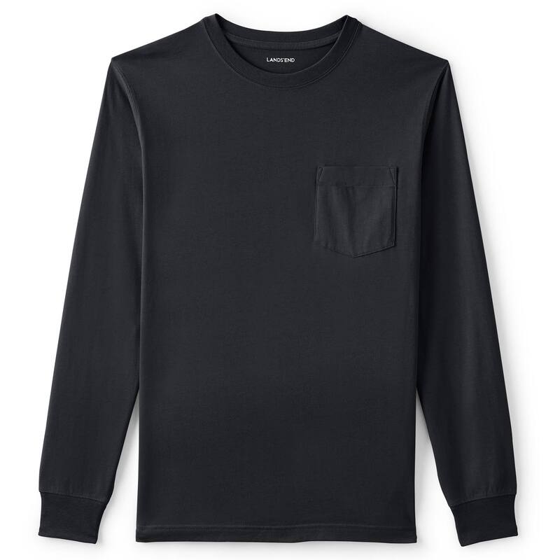 ランズエンド レディース トップス Tシャツ Men's Lands' End Super-T Henley Black ブラック|ReVida 店