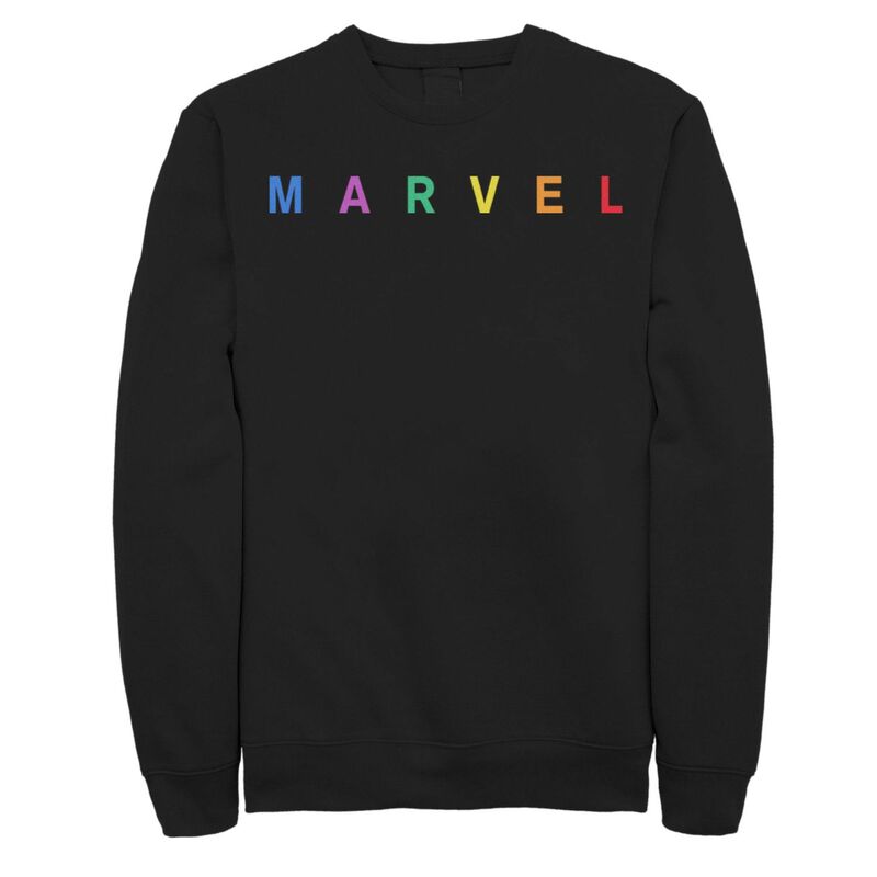 アニメ文字記号 レディース トップス プルオーバー 汗水 ロゴタイプ Licensed Character Men\u0027s Marvel Simple Rainbow Logo Sweatshirt Black 黒いこと