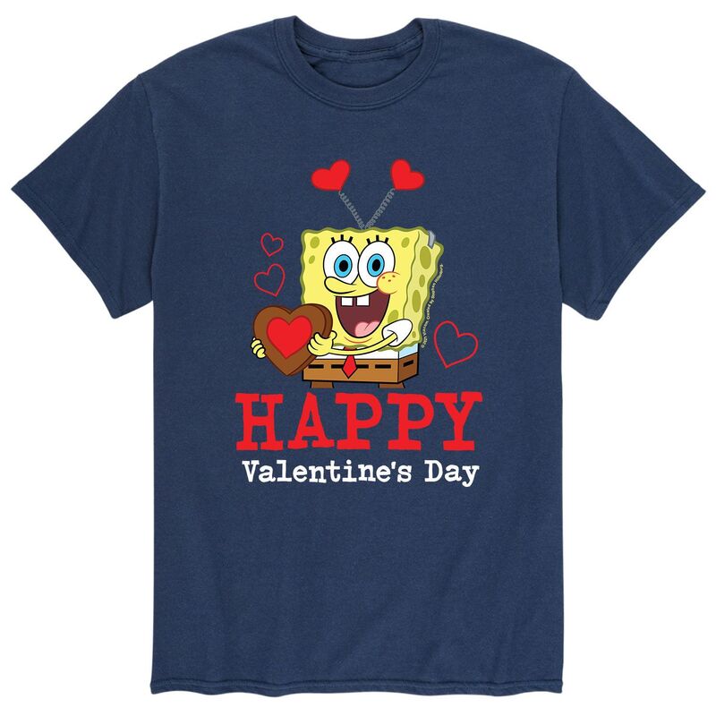 ニコロデオン レディース トップス Tシャツ Nickelodeon Men'spongeBob Happy Valentine's Day Tee Navy ネイビー