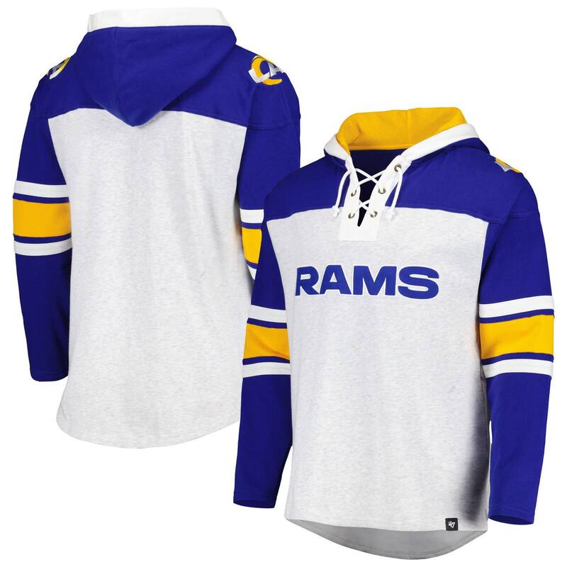 アンブランデッド レディース トップス Tシャツ レース パーカー Unbranded Men's '47 Los Angeles Rams Heather Gray Gridiron Lace-Upullover Hoodie Lar Grey グレー