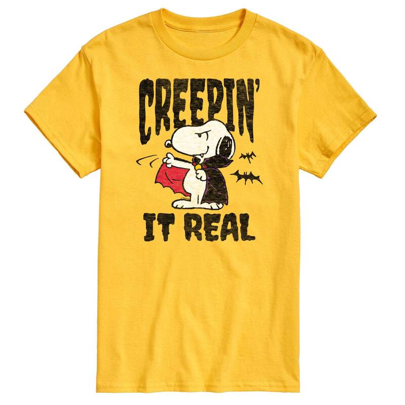 アニメキャラクター レディース トップス Tシャツ グラフィック Licensed Character Men's Peanutsnoopy Vampire Creepin' It Real Graphic Tee Yellow イエロー