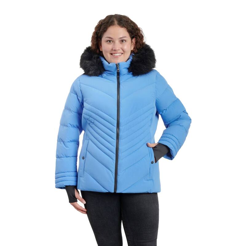 ロンドンフォグ レディース アウター 上衣・上衣 つけ加える大きさ Plusize London Fog Faux-Fur Hood Active Puffer Jacket Crew Blue 青み