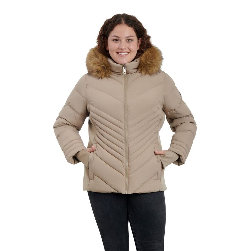 ロンドンフォグ レディース アウター 上衣・上衣 つけ加える大きさ Plusize London Fog Faux-Fur Hood Active Puffer Jacketaupe トープ