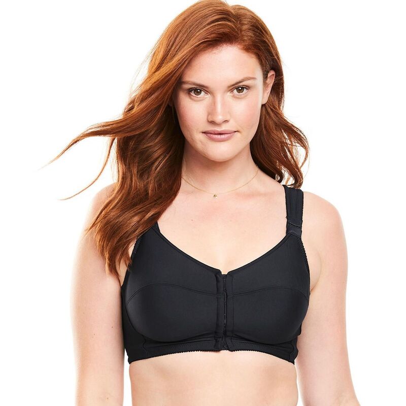コンフォート チョイス レディース アンダーウェア ブラジャー プラスサイズ Comfort Choice Women's Plusize Stay Cool Front Close Wireless Posture Bra Black ブラック