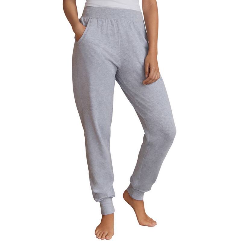 Ellos レディース アンダーウェア ナイトウェア プラスサイズ パンツ ニット ellos Women's Plusize Knit Jogger Sleepants Heather Grey グレー｜ReVida 店