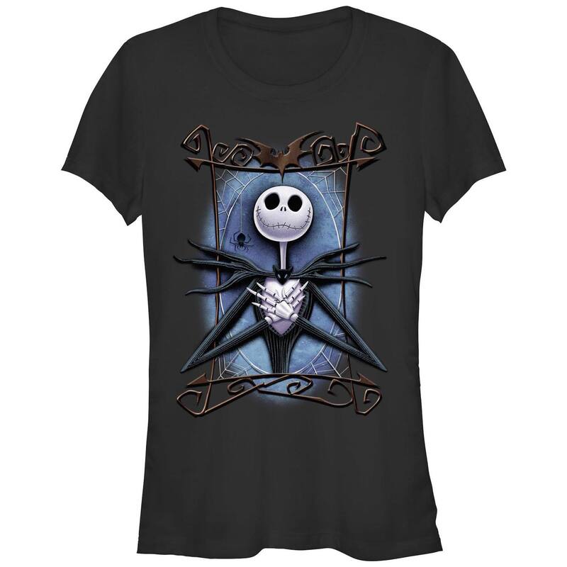 ディズニー レディース トップス Tシャツ グラフィック Disney's The Nightmare Before Christmas Jack Skellington Spooky Frame Juniors' Fitted Graphic Tee Black ブラック
