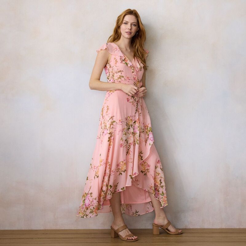 LC Lauren Conrad レディース トップス ワンピース フリル マキシ Women's LC Lauren Conrad Ruffle Wrap Maxi Dress Blush Patra Blooms ブラッシュ 15,251円