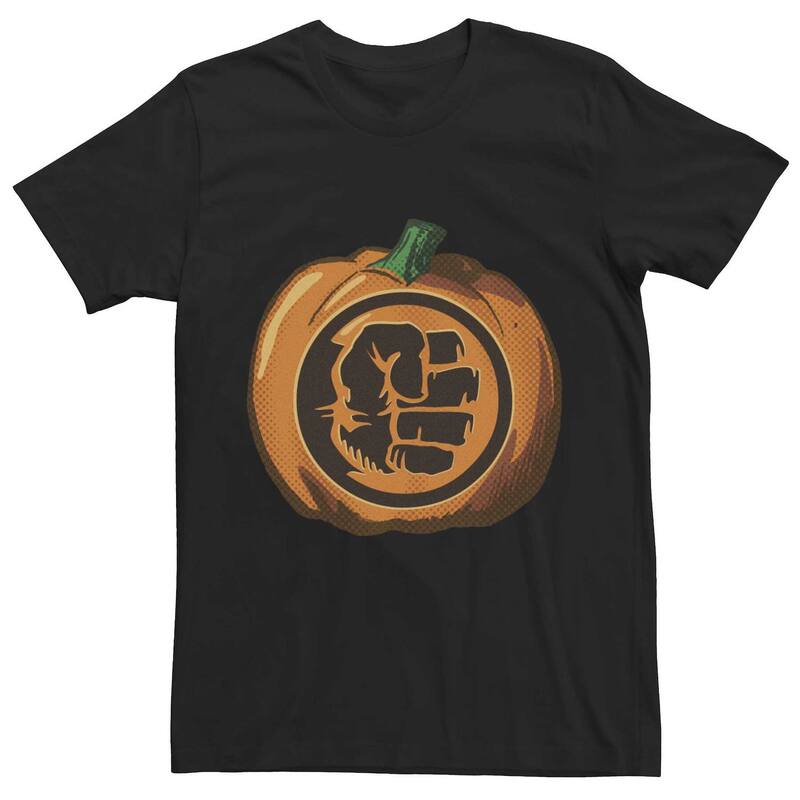 アニメキャラクター レディース トップス Tシャツ Licensed Character Men's Marvel Hulk Fist Pumpkin Tee Black ブラック