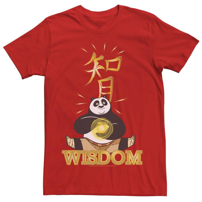 アニメキャラクター レディース トップス Tシャツ Licensed Character Men's Kung Fu Panda Wisdom Tee Red レッド
