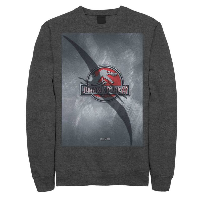 アニメ文字記号 レディース トップス プルオーバー 流汗 Licensed Character Men\u0027s Jurassic Park 3 Movie Poster Pterodactyl Sweatshirt Charcoal Heather 濃灰色
