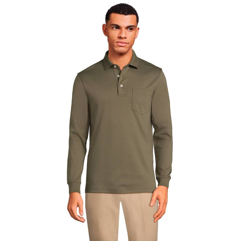 ランズエンド レディース トップス Tシャツ ポロシャツ Men's Lands' End Classic-Fit Super Soft Supima Pocket Polo Forest Moss フォレスト