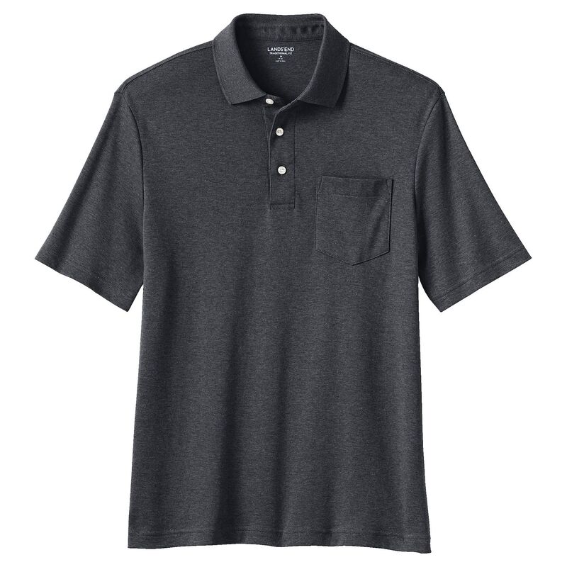 ランズ挙げ句の果て レディース トップス プルオーバー スポーツシャツ Men\u0027s Lands\u0027 End Super Soft Supima Pocket Polo Dark Charcoal Heather 濃灰色