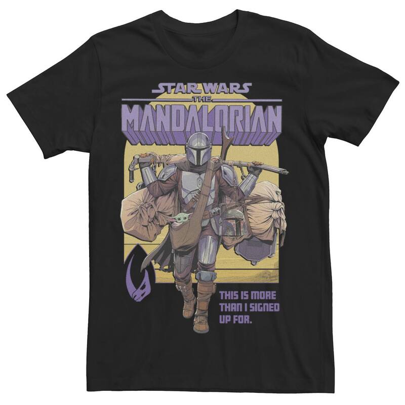 アニメキャラクター レディース トップス Tシャツ Licensed Character Mens The Mandalorian Signed Up Mando Tee Black ブラック