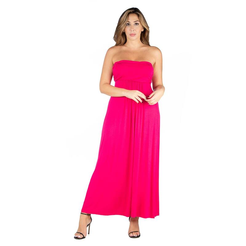 24 セブンコンフォート レディース トップス ワンピース プラスサイズ ストラップレス マキシ Plusize 24seven Comfort Apparel Strapless Maxi Dress Pink ピンク 8,736円