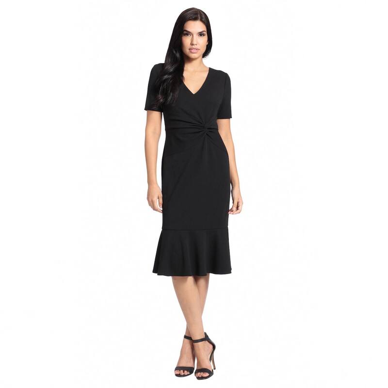 ロンドンタイムス レディース トップス ワンピース ミディ Women's London Times Flounce Midi Twist Dress Black ブラック|ReVida 店