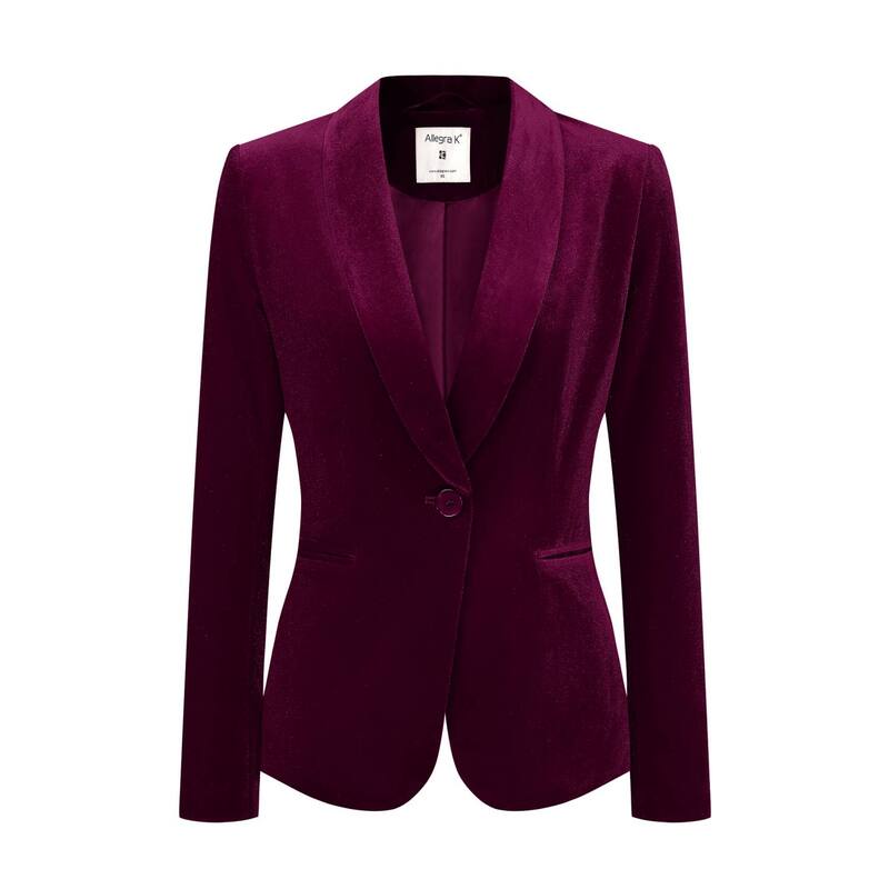 アレグラ ケー レディース アウター 上衣・上衣 天鵞絨 スポーツジャケット ALLEGRA K Women\u0027s Work Shawl Collar Long Sleeve One Button Velvet Blazer Dark Red 赤いこと