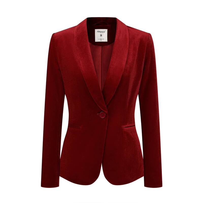 アレグラ ケー レディース アウター 上衣・上衣 天鵞絨 スポーツジャケット ALLEGRA K Women\u0027s Work Shawl Collar Long Sleeve One Button Velvet Blazered 赤いこと