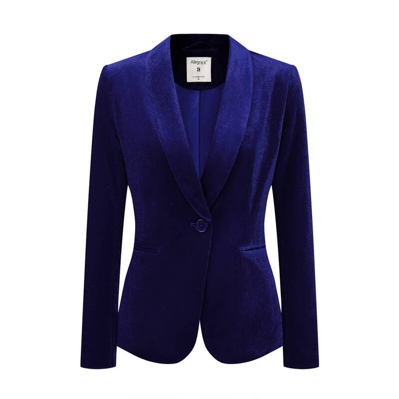 アレグラ ケー レディース アウター 上衣・上衣 天鵞絨 スポーツジャケット ALLEGRA K Women\u0027s Work Shawl Collar Long Sleeve One Button Velvet Blazeroyal Blue 青み