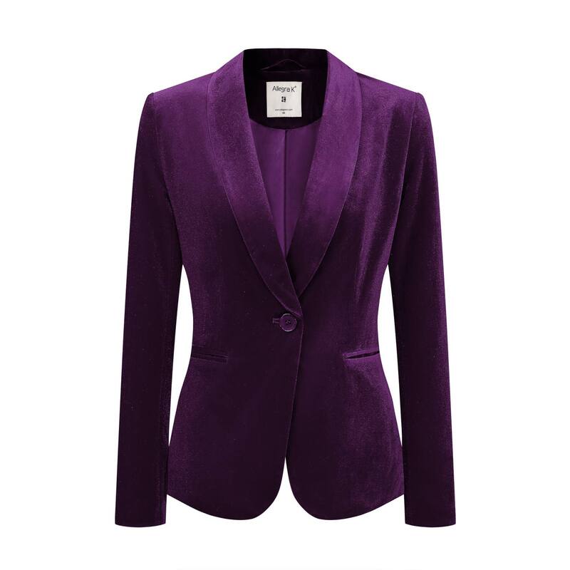 アレグラ ケー レディース アウター 上衣・上衣 天鵞絨 スポーツジャケット ALLEGRA K Women\u0027s Work Shawl Collar Long Sleeve One Button Velvet Blazer Violet 相撲取り草