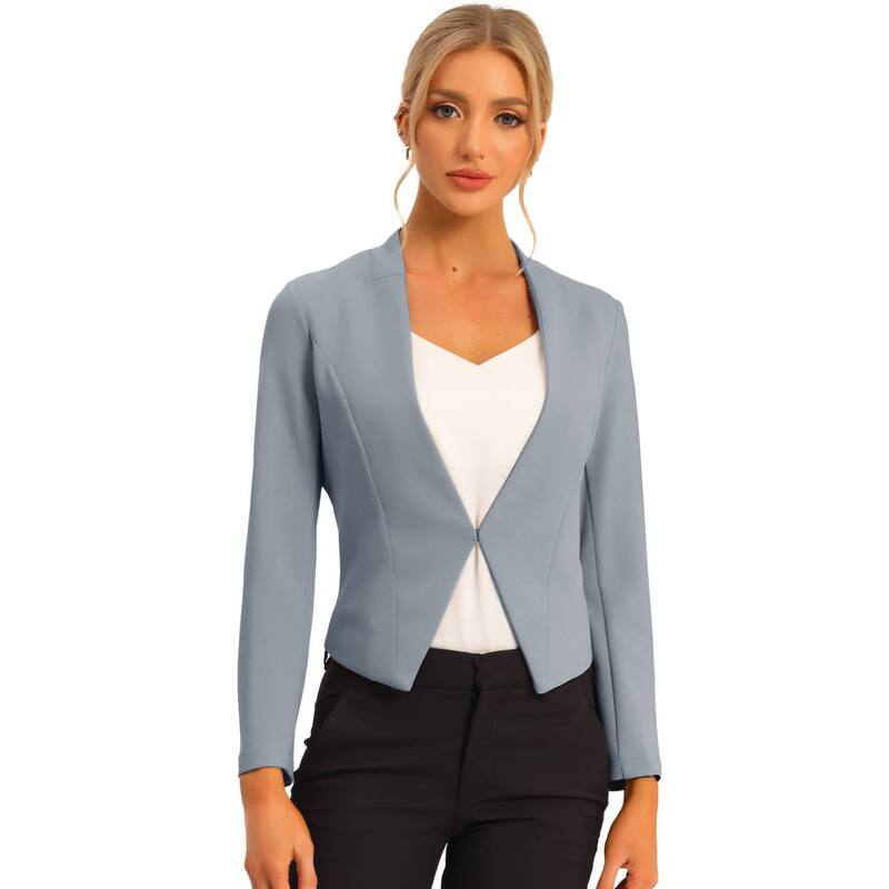 アレグラ ケー レディース アウター ジャケット・ブルゾン クロップド ブレザー ALLEGRA K Women's Collarless Work Office Business Casual Cropped Blazer Grey グレー