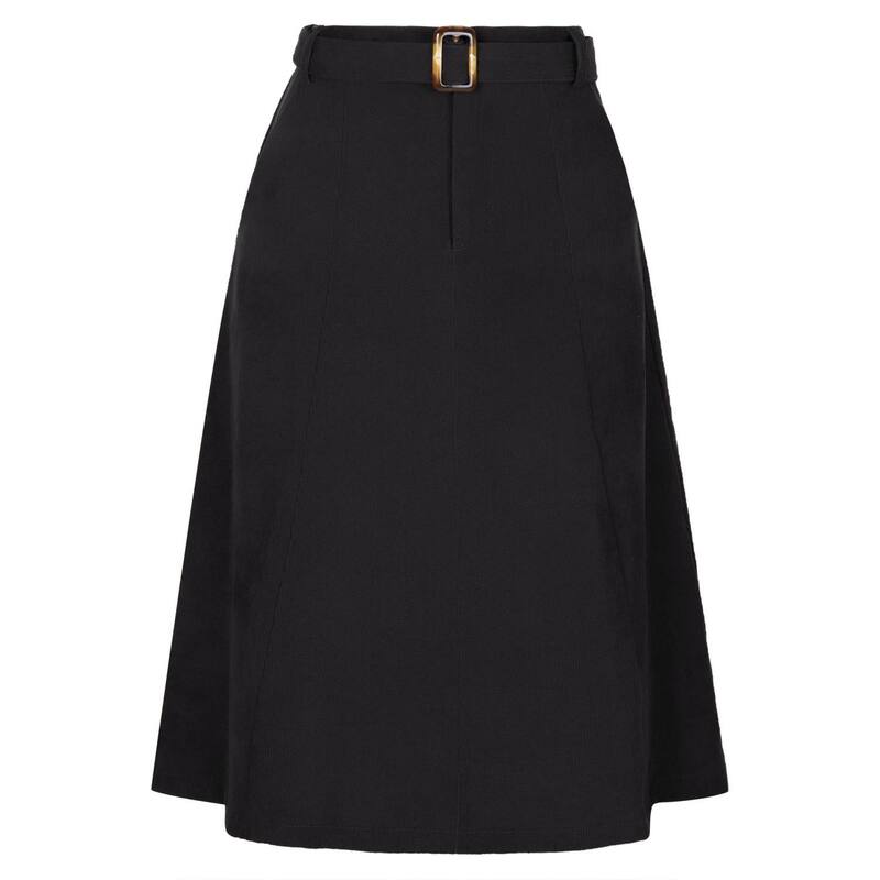 アレグラ ケー レディース ボトムスカート コーデュロイ A ライン ハイウエスト ミディ ALLEGRA K Women's High Waist Elastic Back A-Line Belted Midi Corduroy Skirt with Pockets Black ブラック