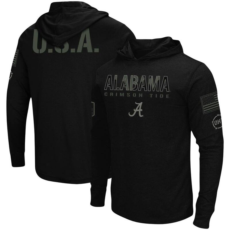 円形劇場 レディース トップス プルオーバー パーカー Men\u0027s Colosseum Black Alabama Crimson Tide OHT Military Appreciation Hoodie Long Sleeve T-Shirt Ala Black 黒いこと
