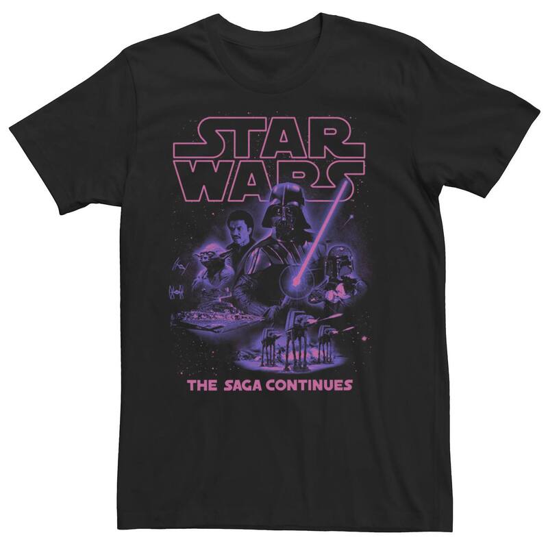 アニメキャラクター レディース トップス Tシャツ Licensed Character Men'star Wars The Saga Continues Darth Vadar Movie Poster Tee Black ブラック