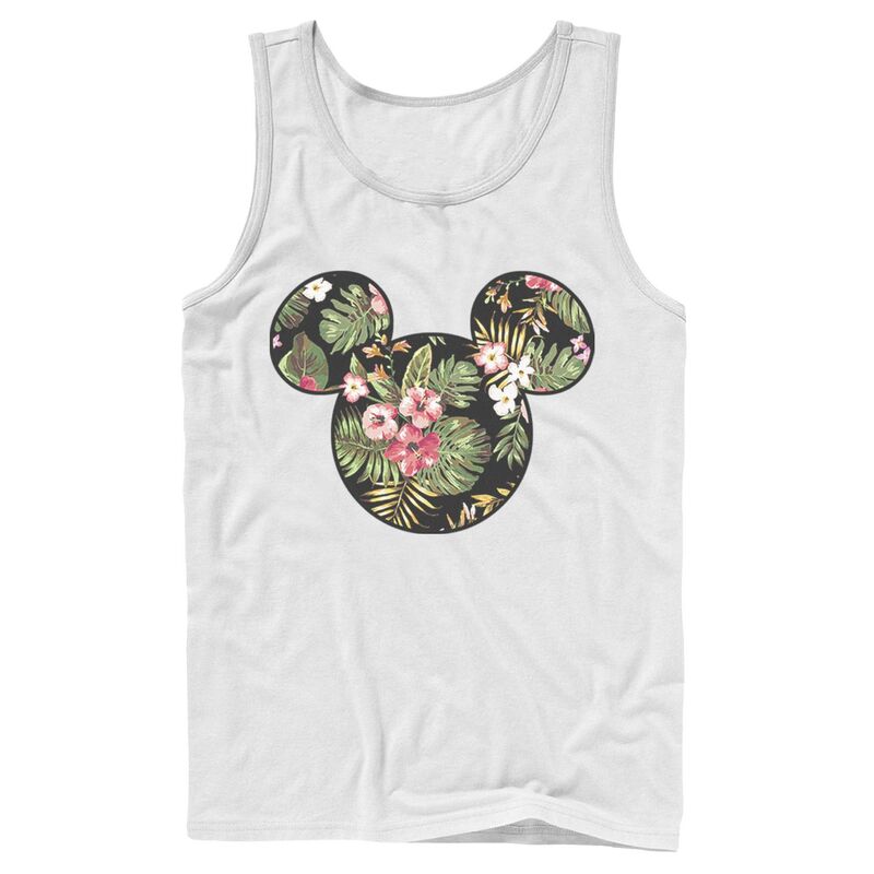 ディズニー レディース トップス Tシャツ Disney's Mickey Mouse Men's Tropical Fill Tank Top White ホワイト