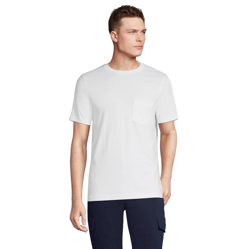 ランズエンド レディース トップス Tシャツ Men's Lands' End Supima Pocketee White ホワイト
