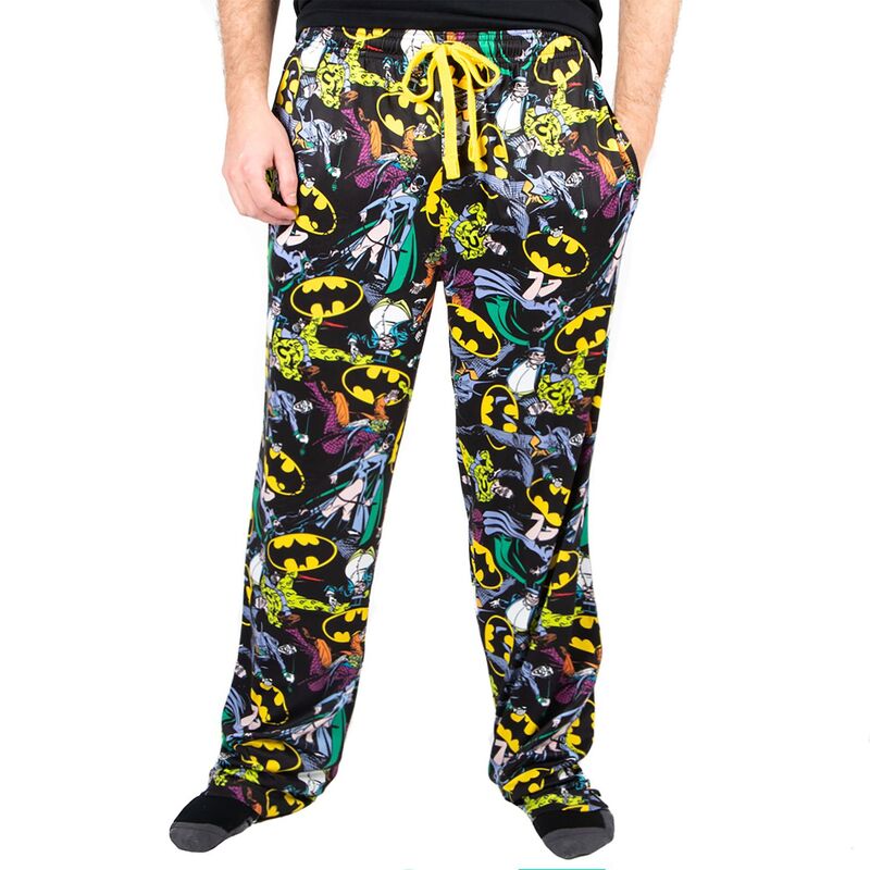 アニメキャラクター レディース アンダーウェア ナイトウェア パンツ ロゴ Licensed Character Men's Batman Logos & DComic Pajama Pants Black ブラック｜ReVida 店